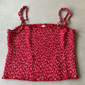 Brandy Melville J Galt RARE red white floral stretch bandeau adjustable straps